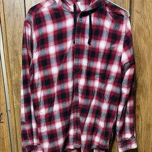 American Eagle Outfitters Red and Black Checkered Hoodie